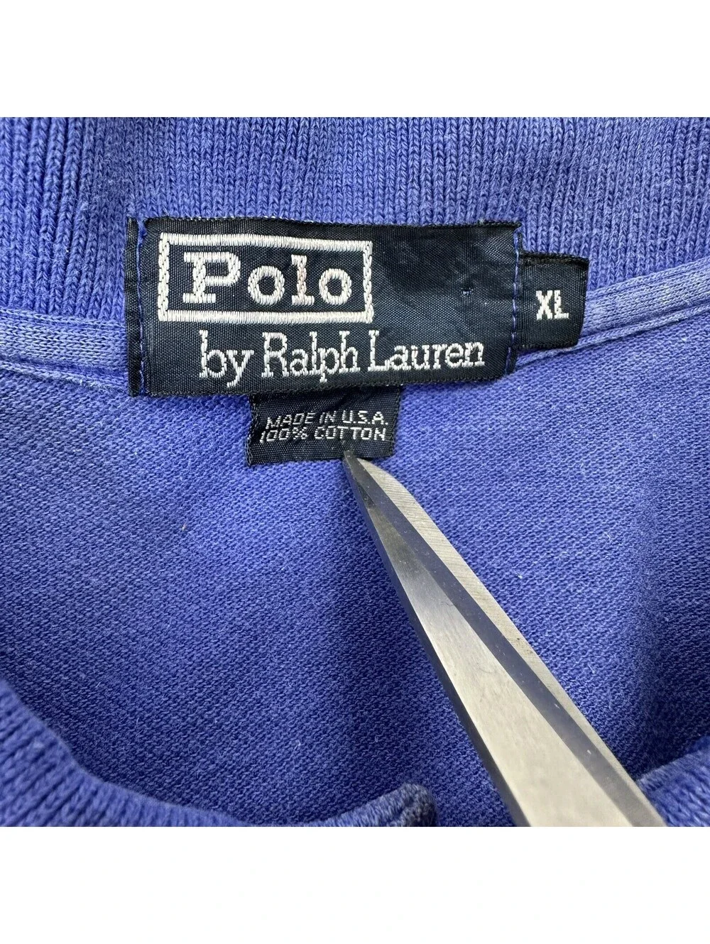 VTG POLO RALPH LAUREN Made in USA Mens Polo Shirt Pink Blue 100% Cotton Size XL